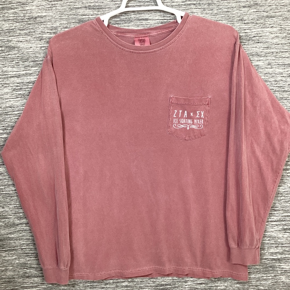 Men’s Faded Burgundy Round Neck Long Sleeve Cotton Shirt ZTA x EX Skating 2016